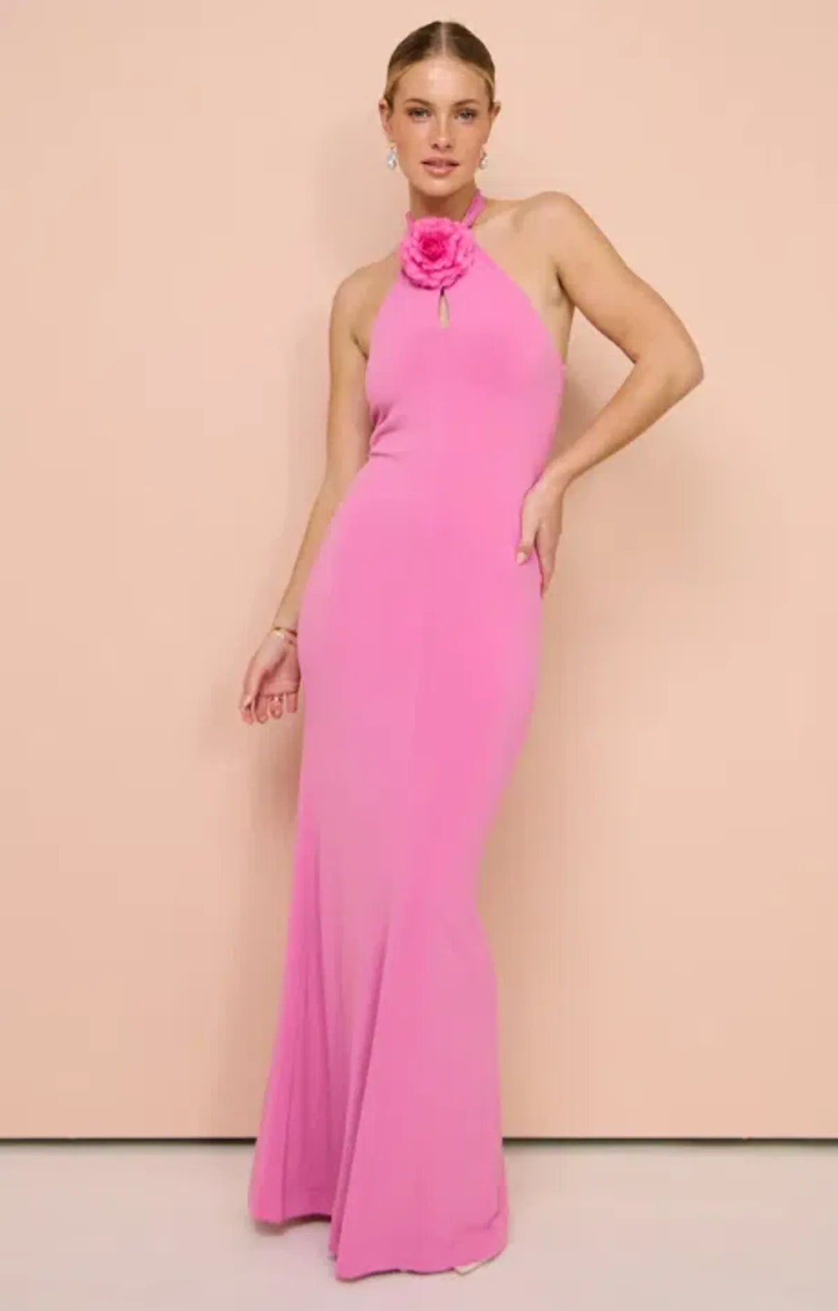 Sofia The Label Wildflower Halter Gown In Pink Size AU 10 for rent on The Volte - main image