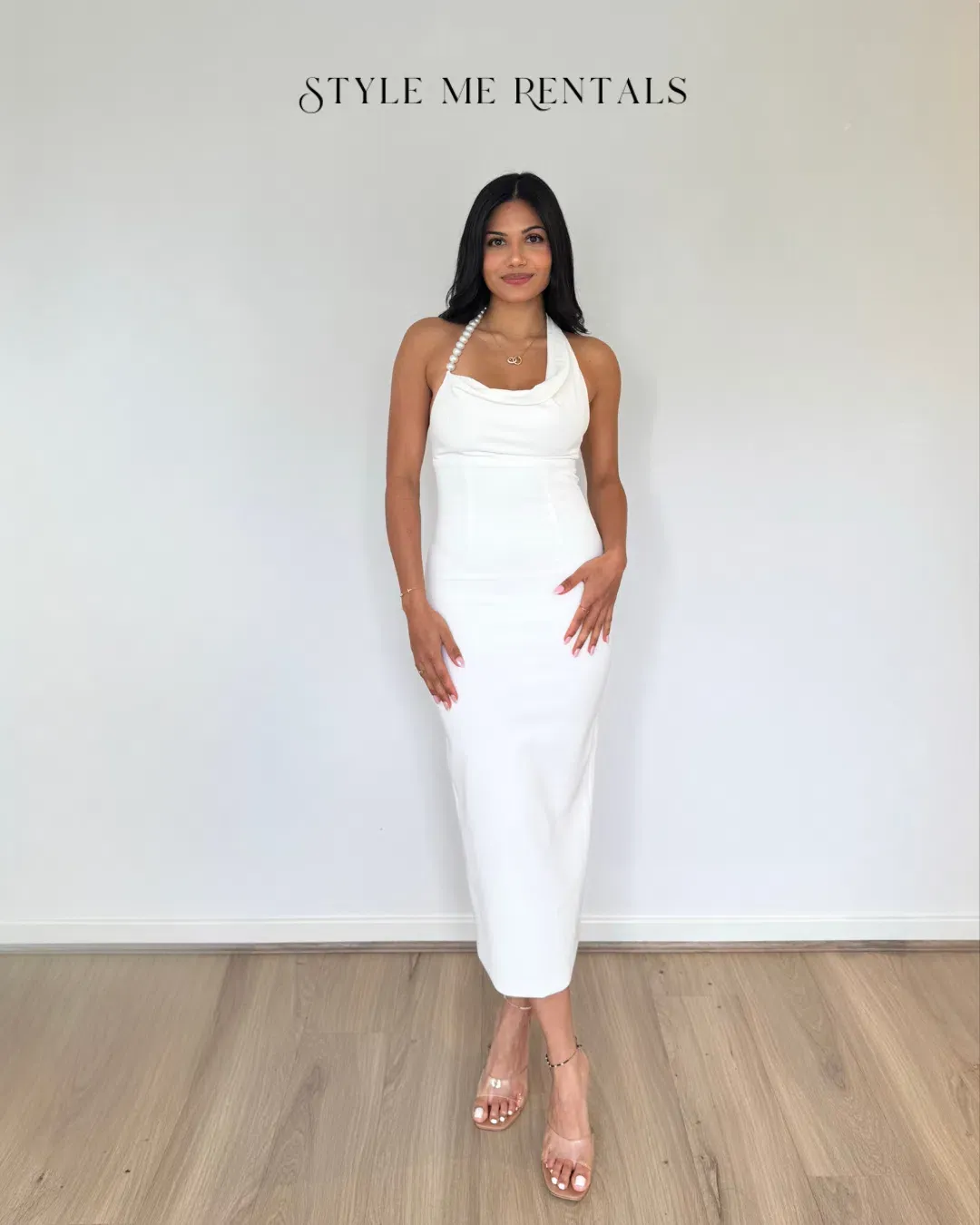 Bianca & Bridgett Mia Pearl Midi Dress White Size AU 6 for rent on The Volte - main image