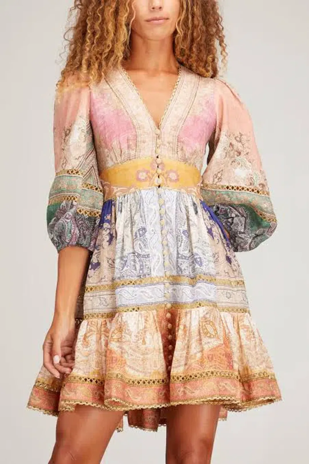 Zimmermann Anneke Lantern Mini Dress Multi Size 1 / AU 10 for rent on The Volte - main image