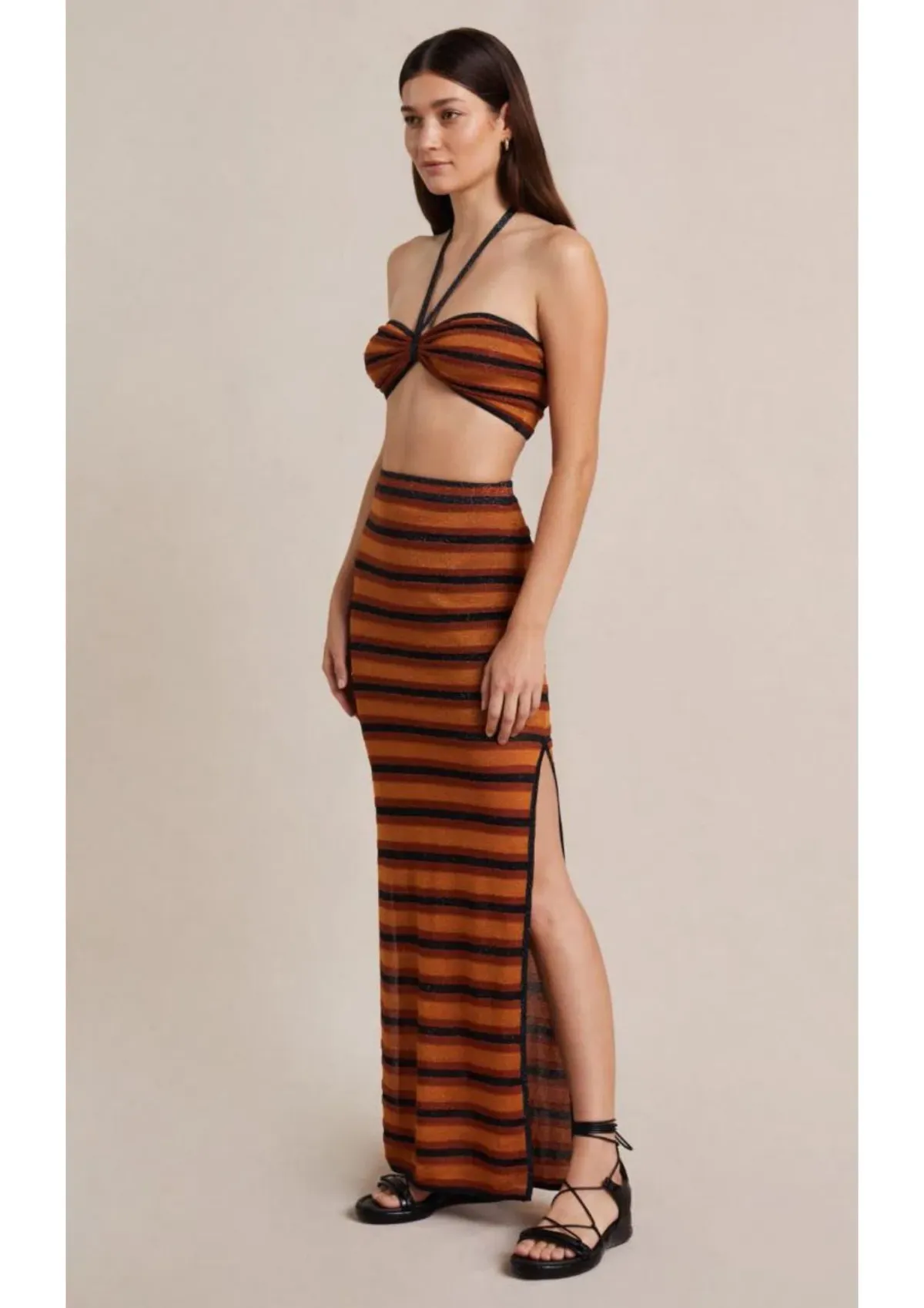 Bec & Bridge Ziggy Knit Maxi Skirt Lurex Stripe Size AU 12 for rent on The Volte - main image