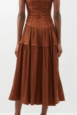 Aje Tidal Corset Midi Dress in Coffee Size 10 for rent on The Volte - image 3