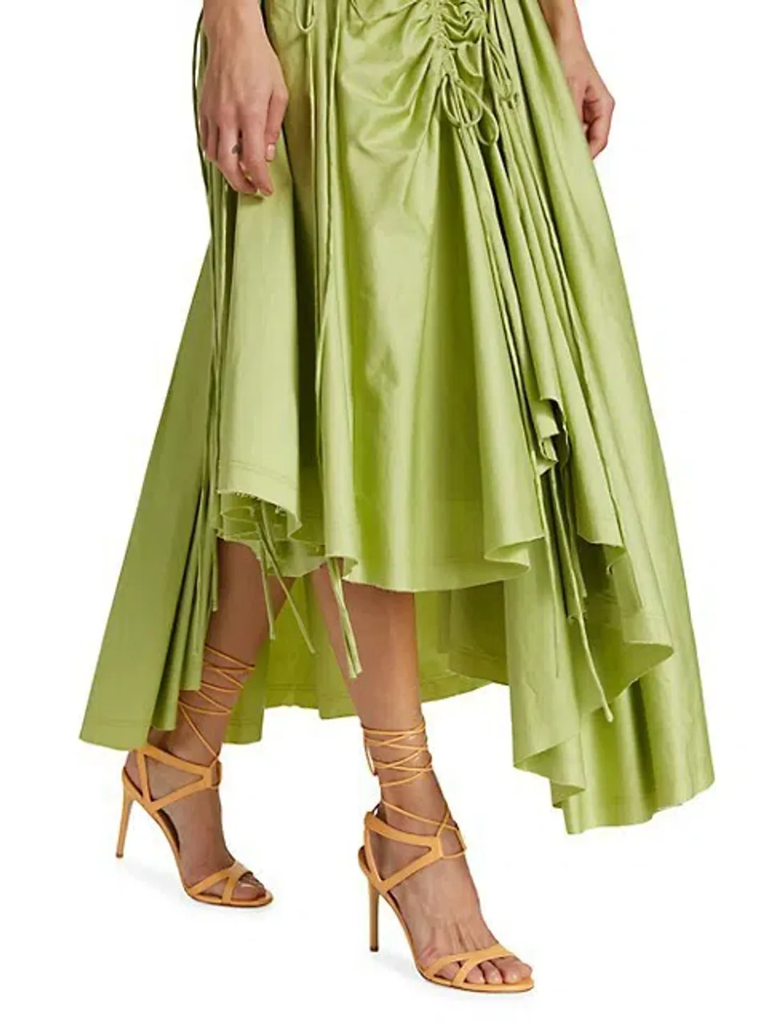 Aje Siren Drawstring Midi Skirt Green Size 10 for rent on The Volte - main image