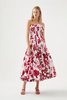Aje Mathilde Bubble Hem Midi Dress Floral Size 10 for rent on The Volte - image 1