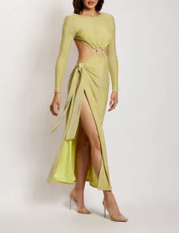 Meshki Christina Backless Maxi Wrap Dress Green Shimmer Size S / AU 8 for rent on The Volte - image 6