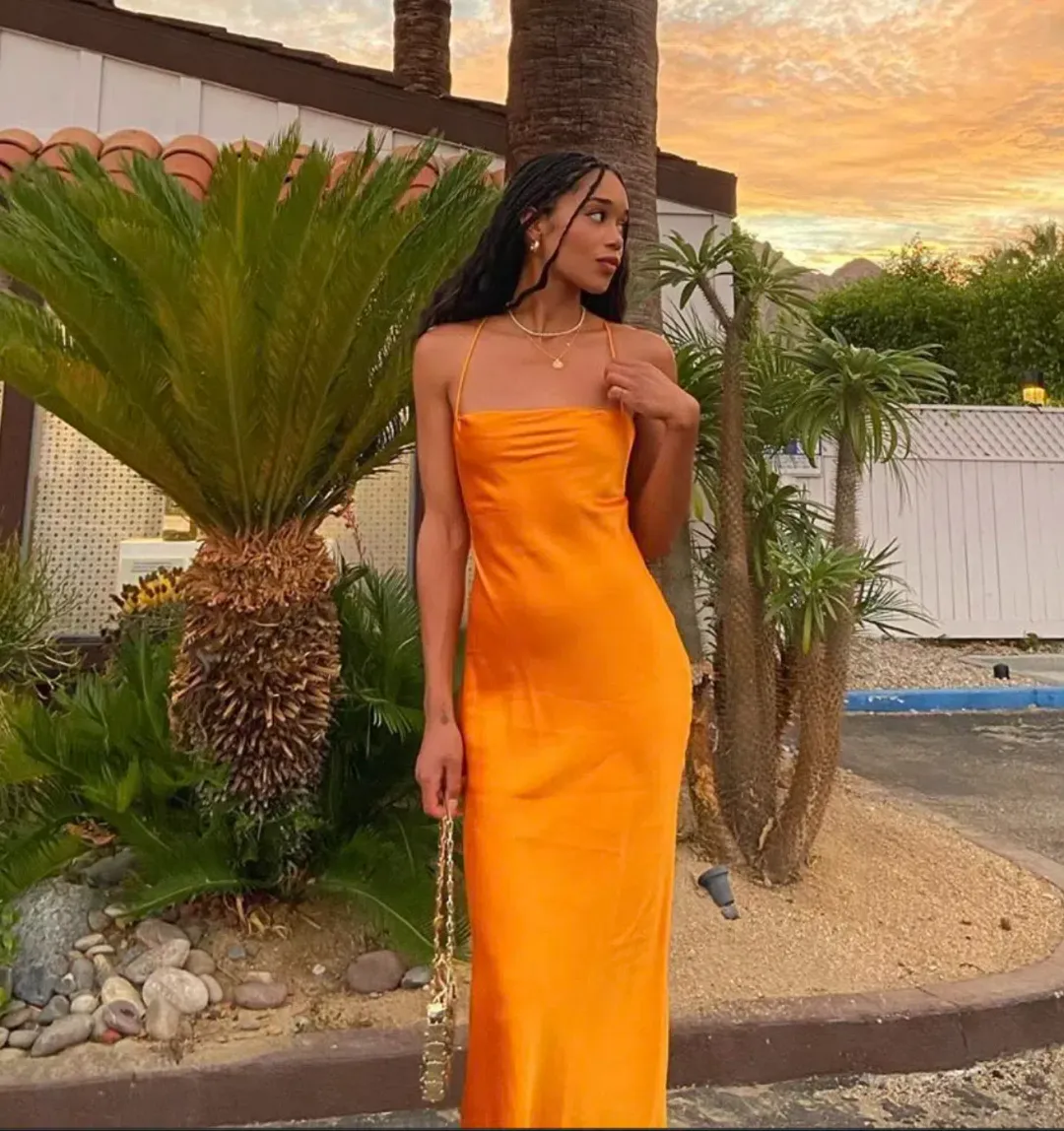 Bec & Bridge Seraphine Lace Up Midi Dress Tangerine Size XS / AU 6 for rent on The Volte - main image