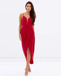 Shona Joy Plunged Cross Back Dress Red Size 10 for rent on The Volte - image 1