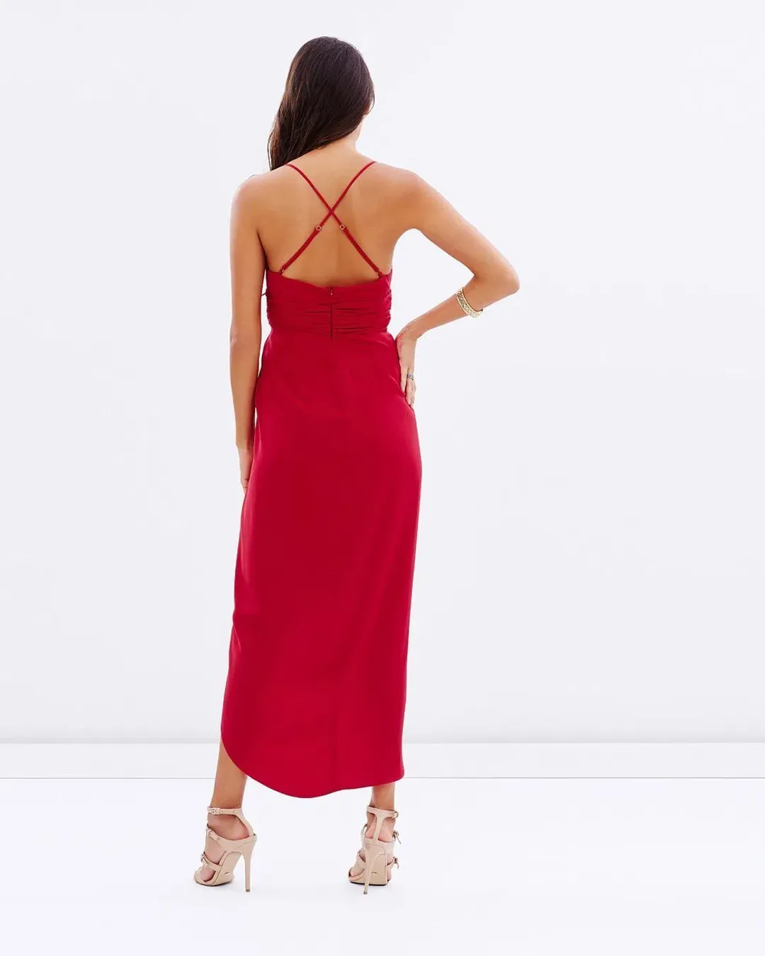 Shona Joy Plunged Cross Back Dress Red Size 10 for rent on The Volte - main image