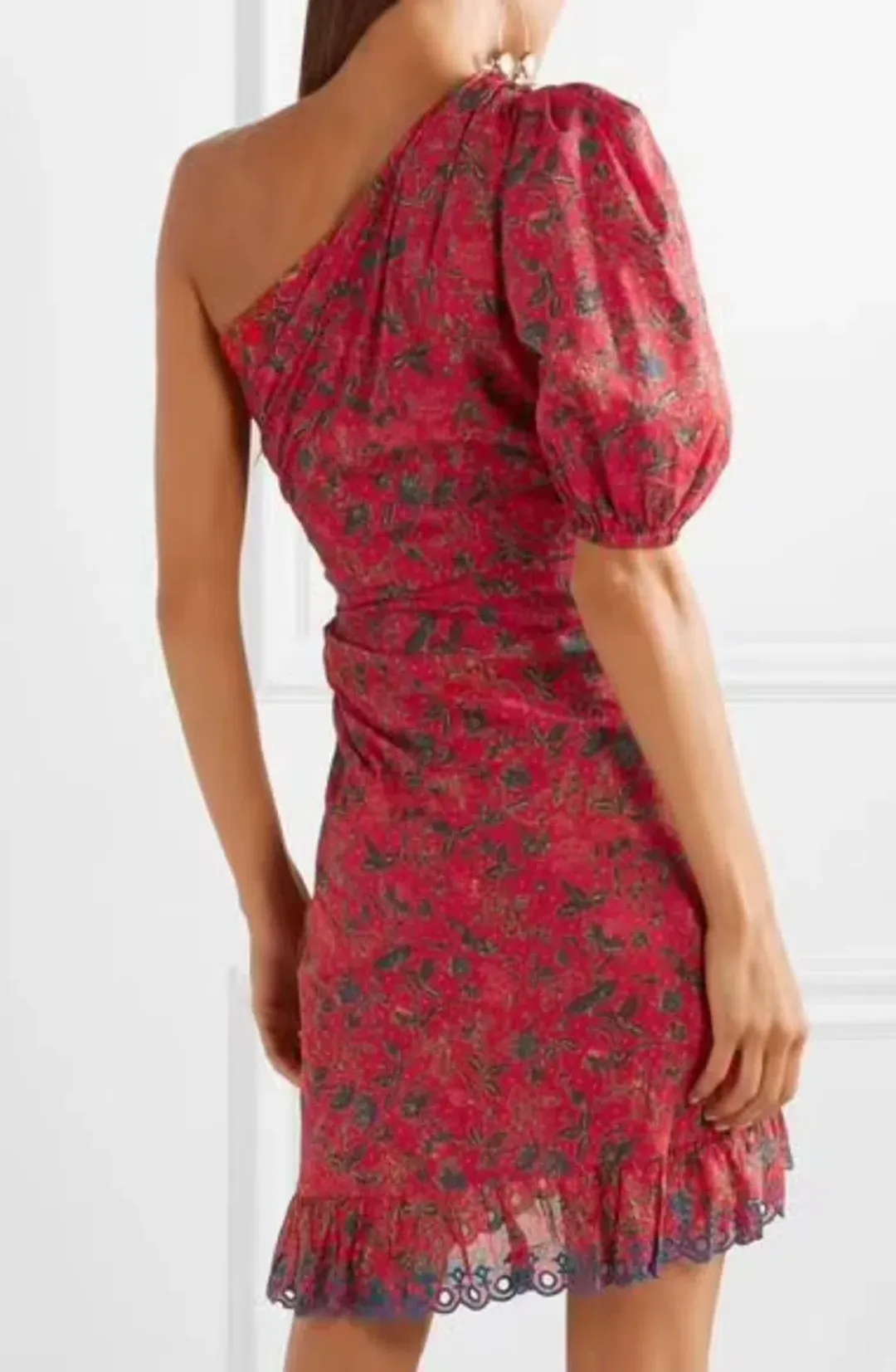 Isabel Marant Etoile Esther One Shoulder Mini Dress Red Size 6  for rent on The Volte - main image