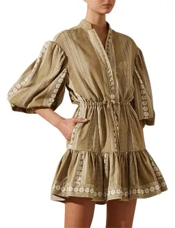 Shona Joy Lizete Balloon Sleeve Drawstring Mini Dress Multi Size 10 for rent on The Volte - image 2