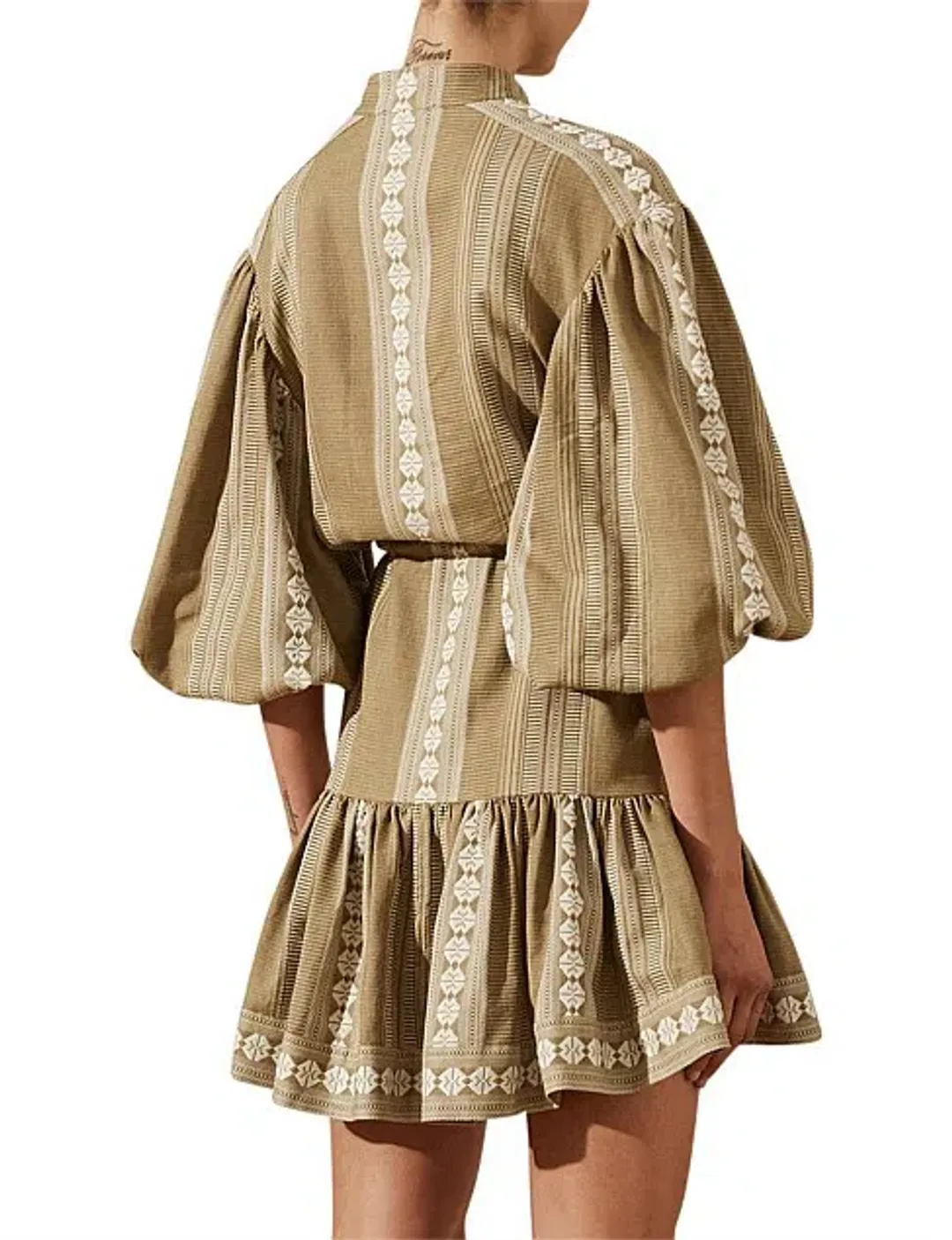 Shona Joy Lizete Balloon Sleeve Drawstring Mini Dress Multi Size 10 for rent on The Volte - main image