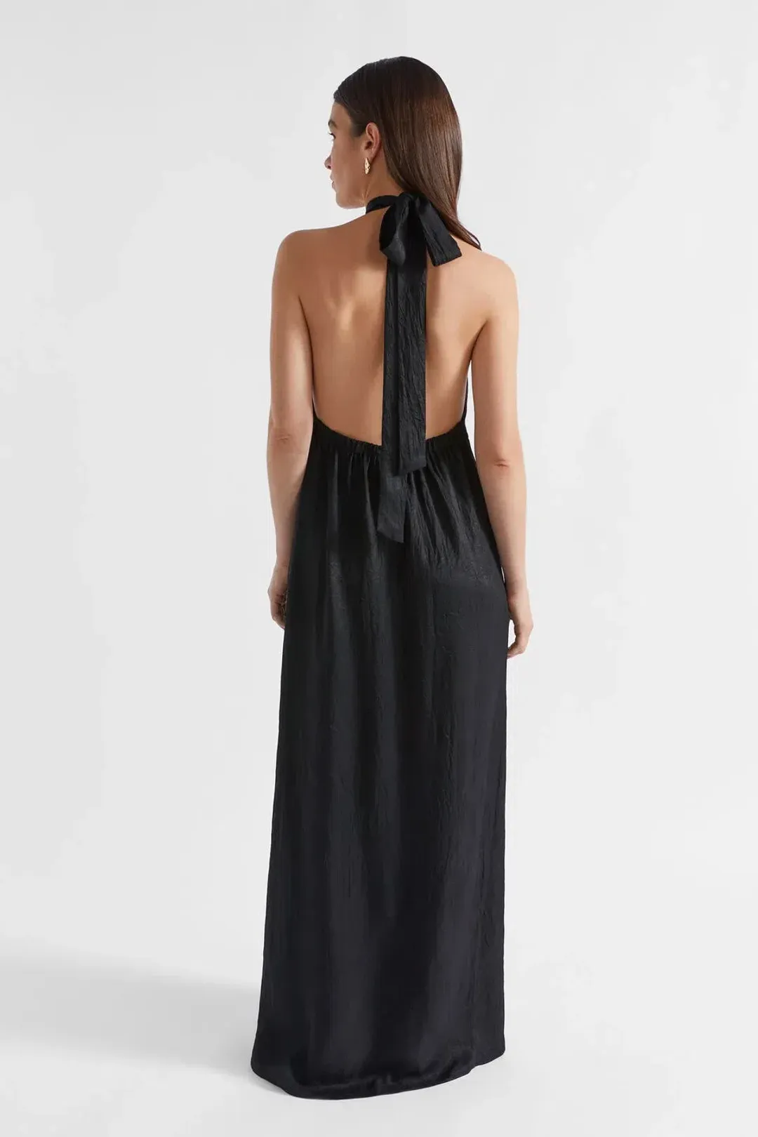 Seed Heritage Satin Halter Maxi Dress Black Size 6  for rent on The Volte - main image