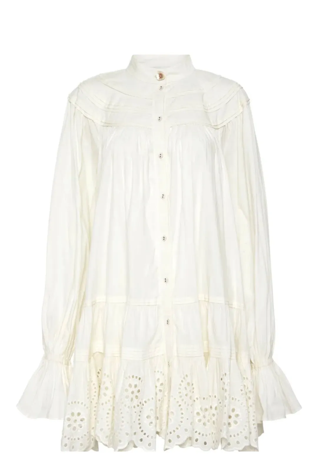Aje Salita Longsleeve Broderie Smock Dress Ivory Size 10 for rent on The Volte - main image