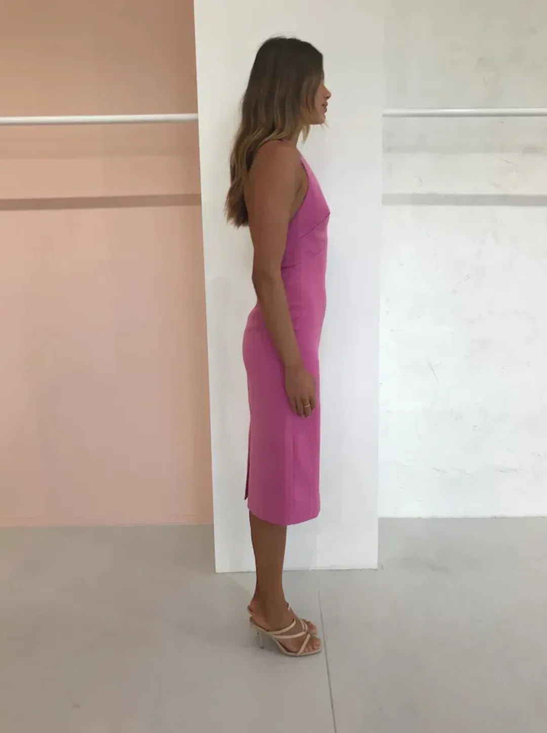 By Johnny String T-back Plunge Midi Dress Pink Size Au 10 for rent on The Volte - main image