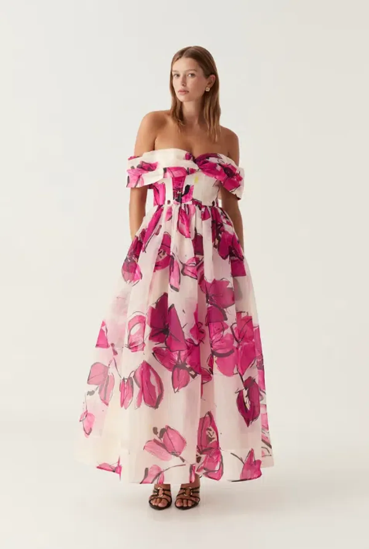 AJE Cordelia Corsetted Maxi Dress Falling Floral Size 10 for rent on The Volte - main image