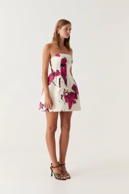 AJE Baret Strapless Mini Dress Falling Florals Size 8 for rent on The Volte - image 1