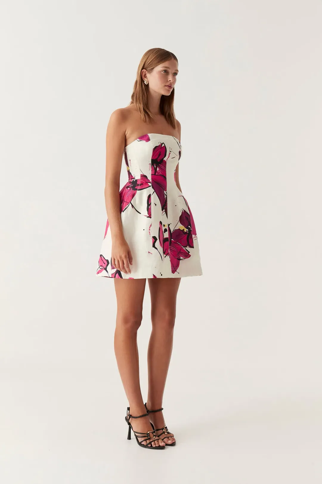 AJE Baret Strapless Mini Dress Falling Florals Size 12 for rent on The Volte - main image