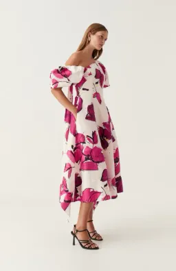 AJE Arista Tulip Sleeve Midi Dress Falling Floral Size 10 for rent on The Volte - image 2
