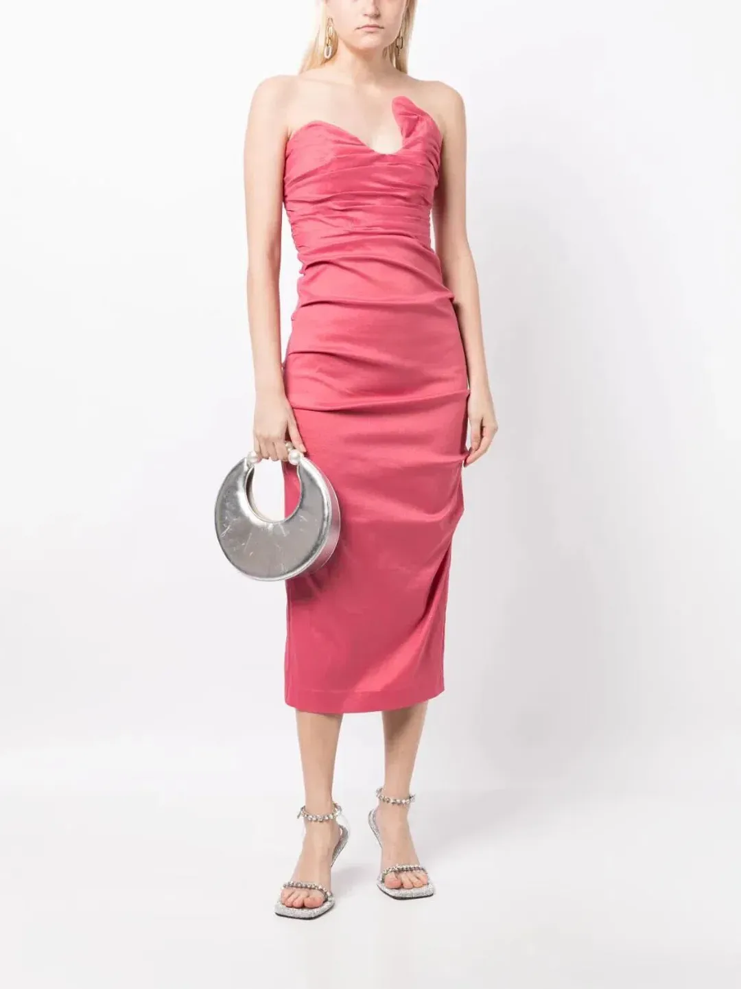 Rachel Gilbert Cheri Midi Dress Rose Size 8 for rent on The Volte - main image