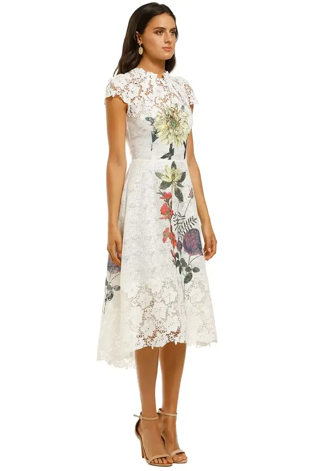 Moss and Spy Fleur Dress Ivory Print Size 14 for rent on The Volte - main image