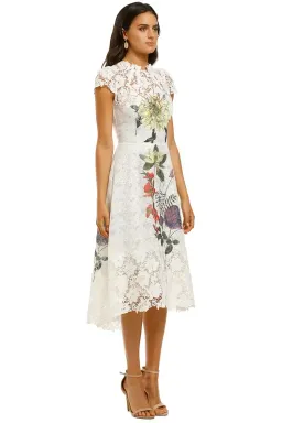 Moss and Spy Fleur Dress Ivory Print Size 14 for rent on The Volte - image 1