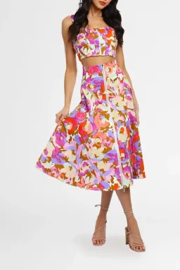 Nicholas Dawn Top and Dasia Skirt Set Abstract Floral Multi Print Size 12 for rent on The Volte - image 2