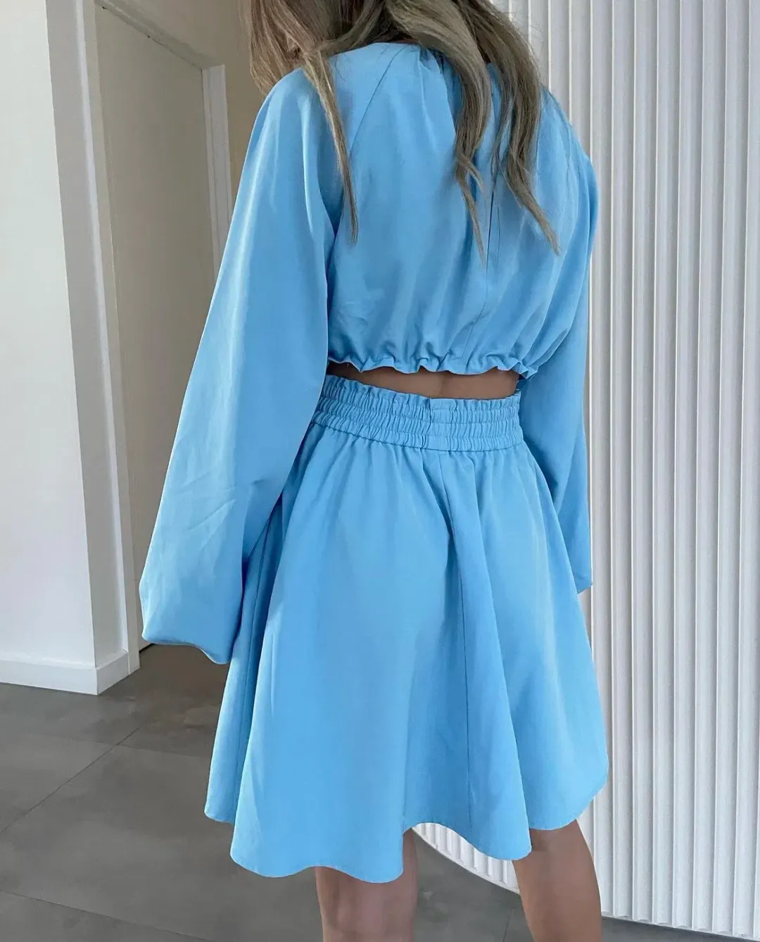 Mossman Long Sleeve Mini Dress Blue Size AU 6 for rent on The Volte - main image