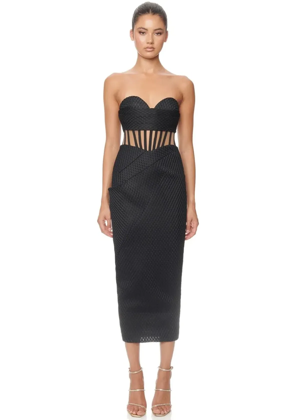 Eliya The Label Zariah Midi Dress Black Size 6 for rent on The Volte - main image