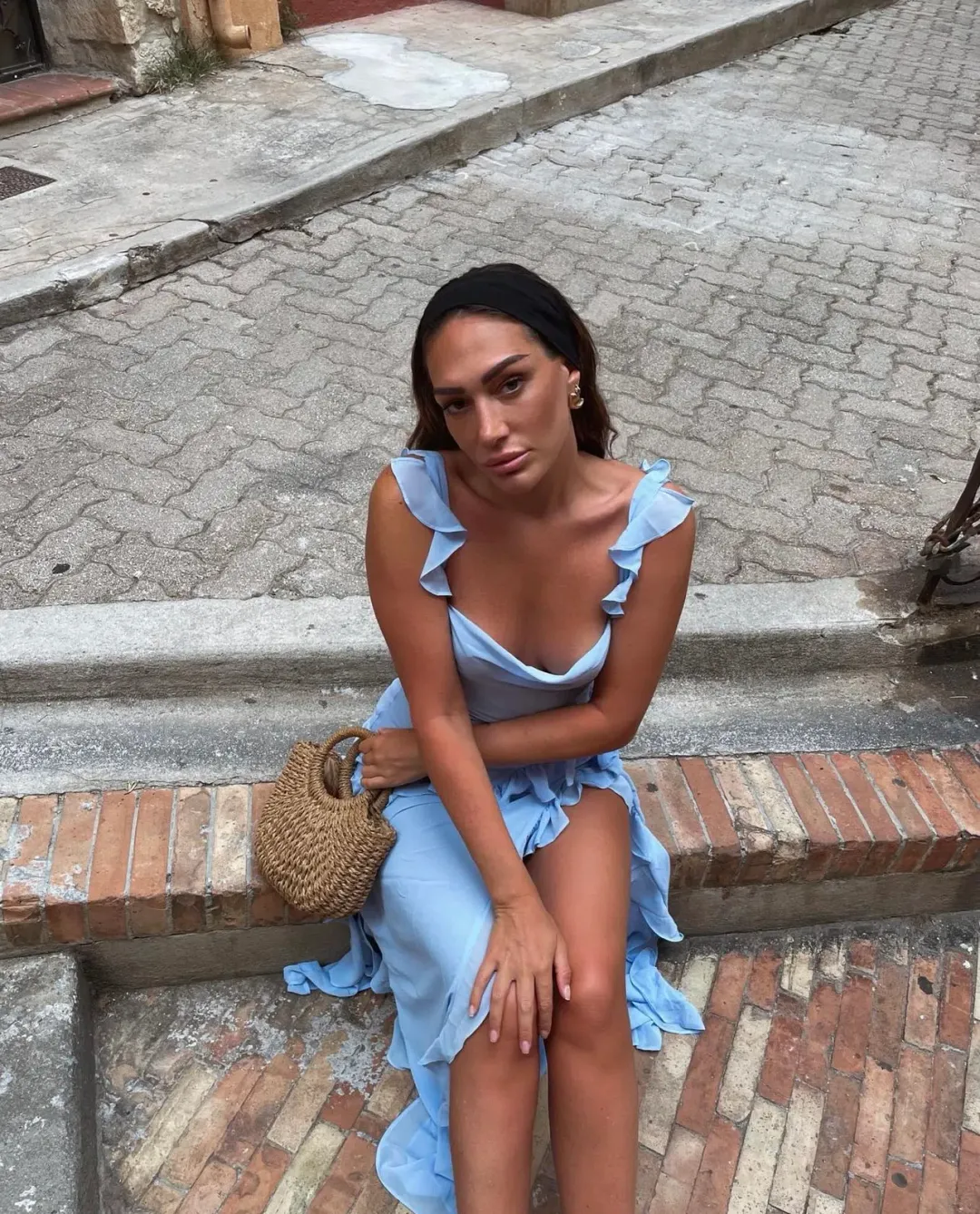 House Of CB Ariela Ruffle Maxi Dress Blue Size S / AU 8 for rent on The Volte - main image