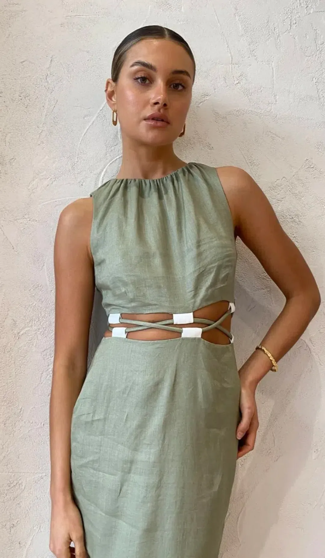 Sir The Label Mayra Deconstructed Maxi Dress Green Size 8 for rent on The Volte - main image