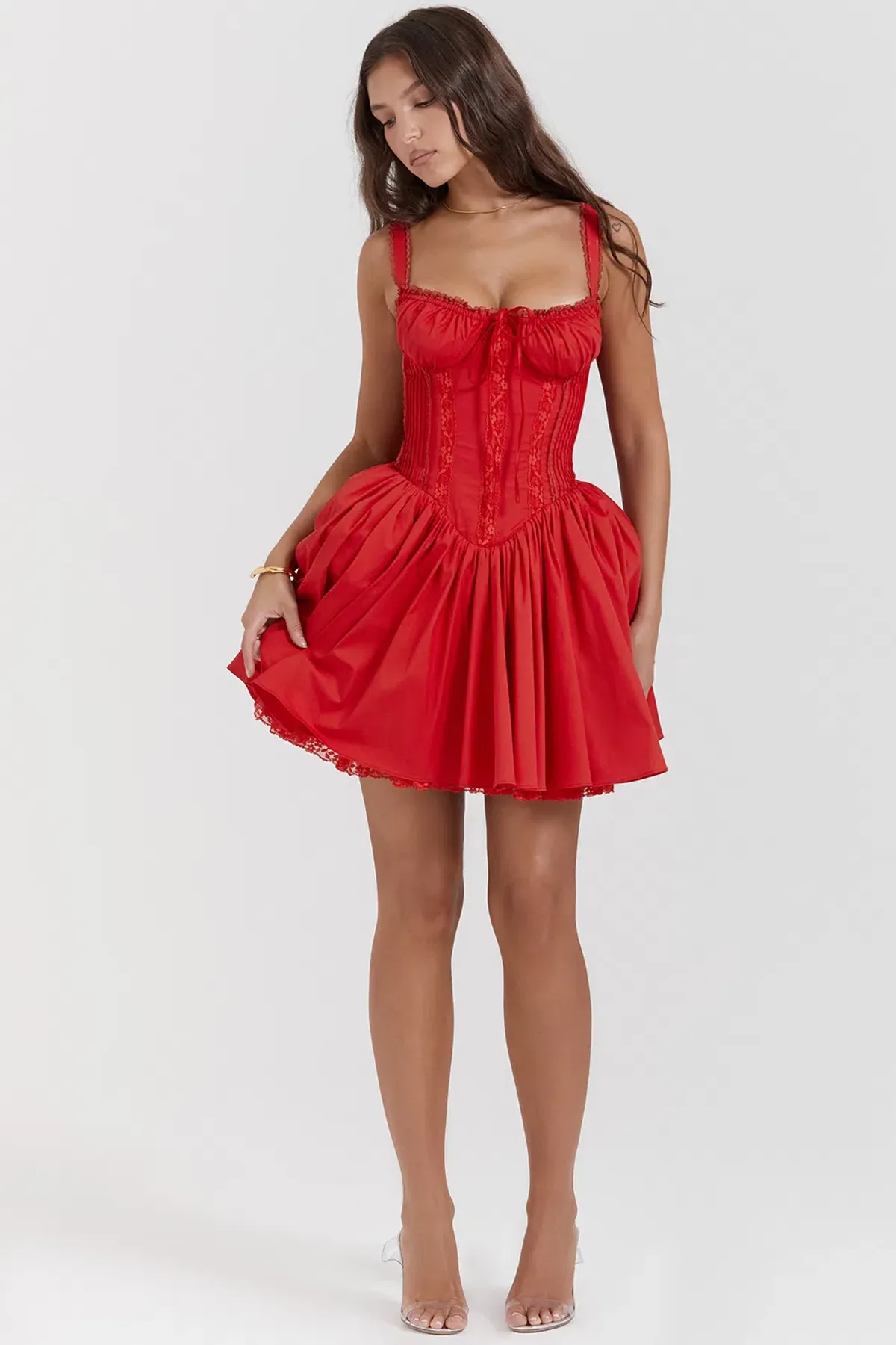 House Of CB Pietra Corset Mini Dress Red Size M / AU 10 (Longer length) for rent on The Volte - main image