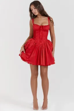 House Of CB Pietra Corset Mini Dress Red Size M / AU 10 (Longer length) for rent on The Volte - image 1