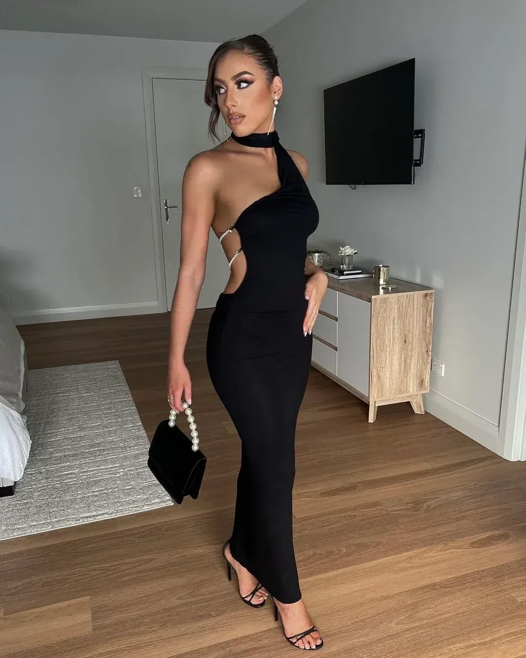 Khanum's Kara Scarf Maxi Dress Black Size S / AU 8 for rent on The Volte - main image