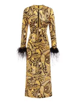 Alice McCall Gold Dust Feathers Midi Dress Print Size 10 AU for rent on The Volte - image 5