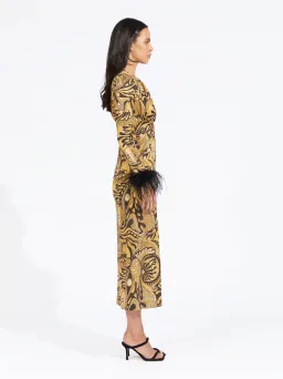 Alice McCall Gold Dust Feathers Midi Dress Print Size 10 AU for rent on The Volte - image 2