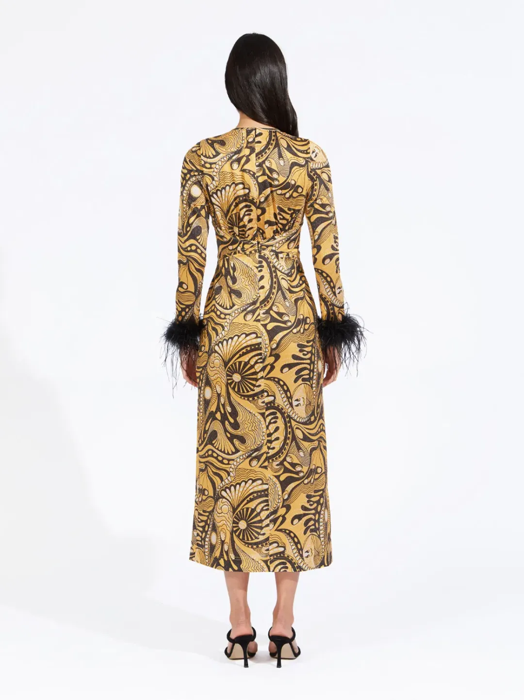Alice McCall Gold Dust Feathers Midi Dress Multi Size 14 AU for rent on The Volte - main image