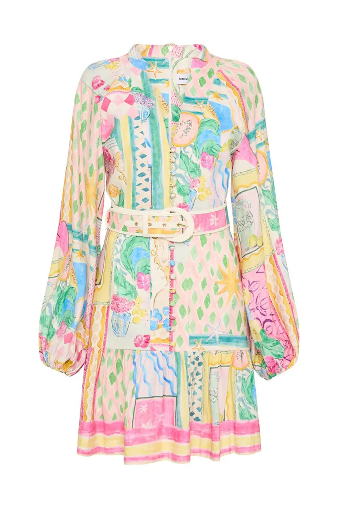 Rebecca Vallance Le Mur Rose Mini Dress Multi Floral Size 16 for rent on The Volte - main image