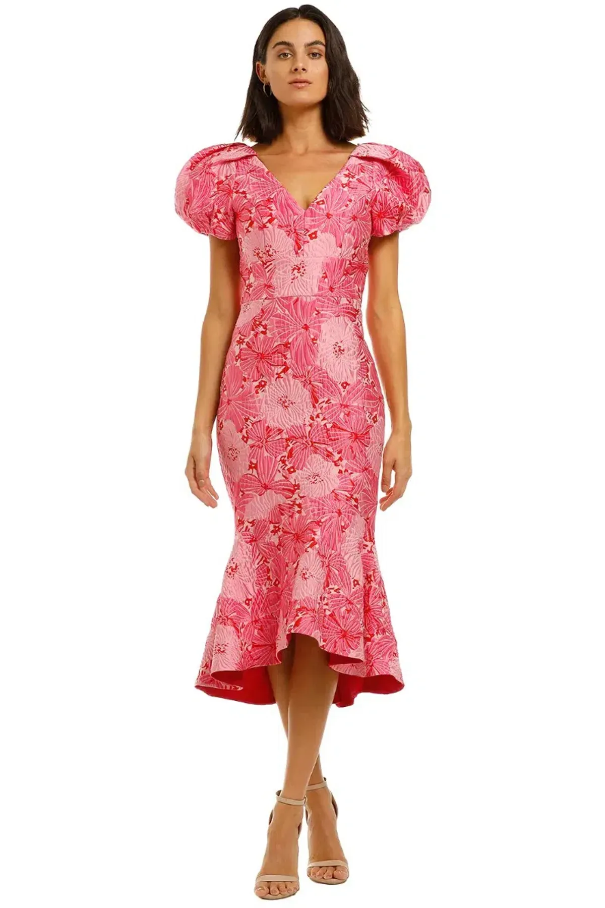 Love Honor Argento Midi Dress Pink Size 8 for rent on The Volte - main image