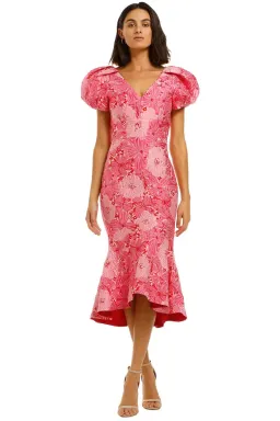 Love Honor Argento Midi Dress Pink Size 8 for rent on The Volte - image 1