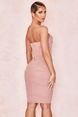 House of CB Leila Strapless Mesh Corset Dress Blush Size 8 for rent on The Volte - image 2