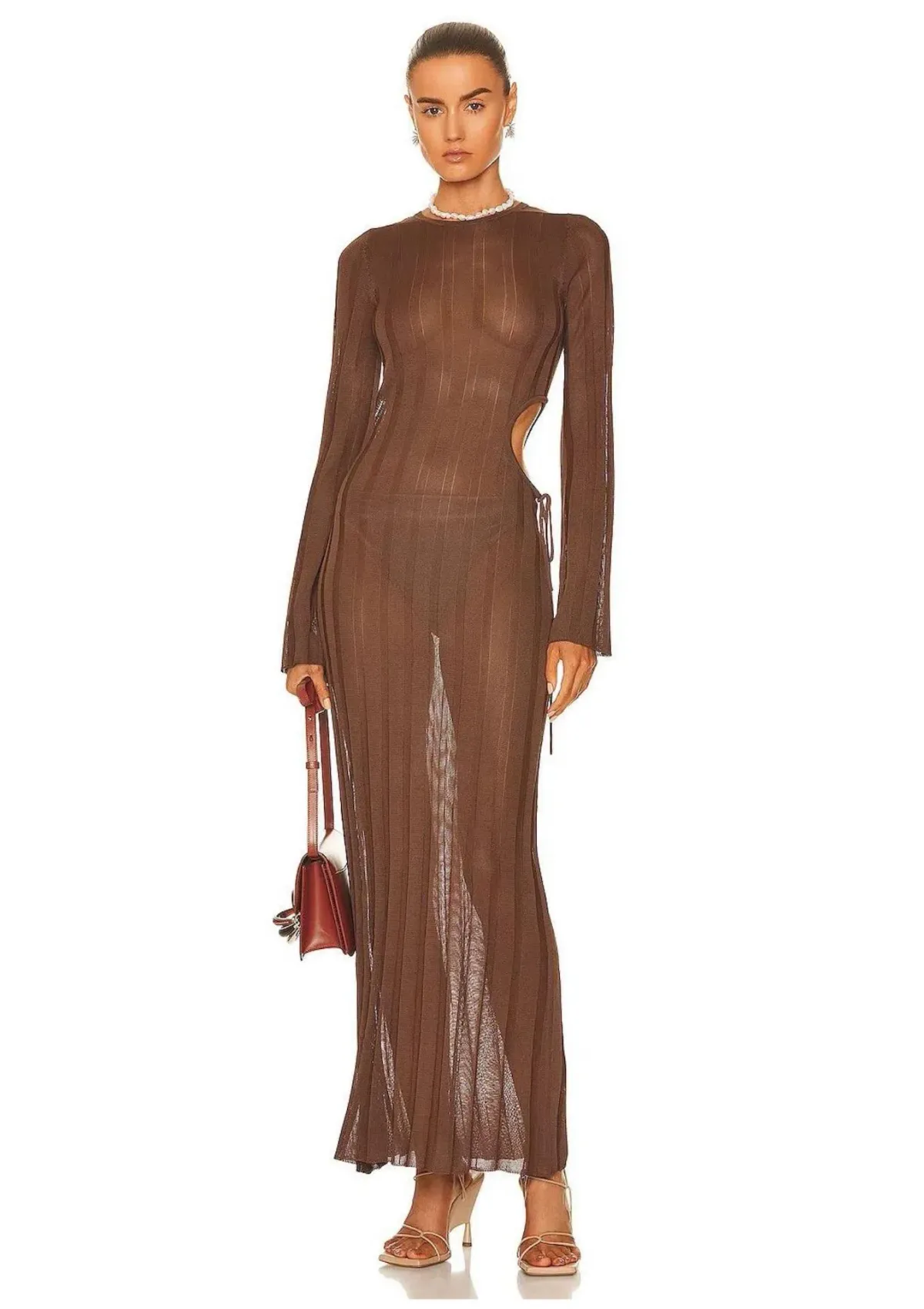 Sir the Label Aya Cut Out Dress Chocolate Size 1 / AU 8 for rent on The Volte - main image