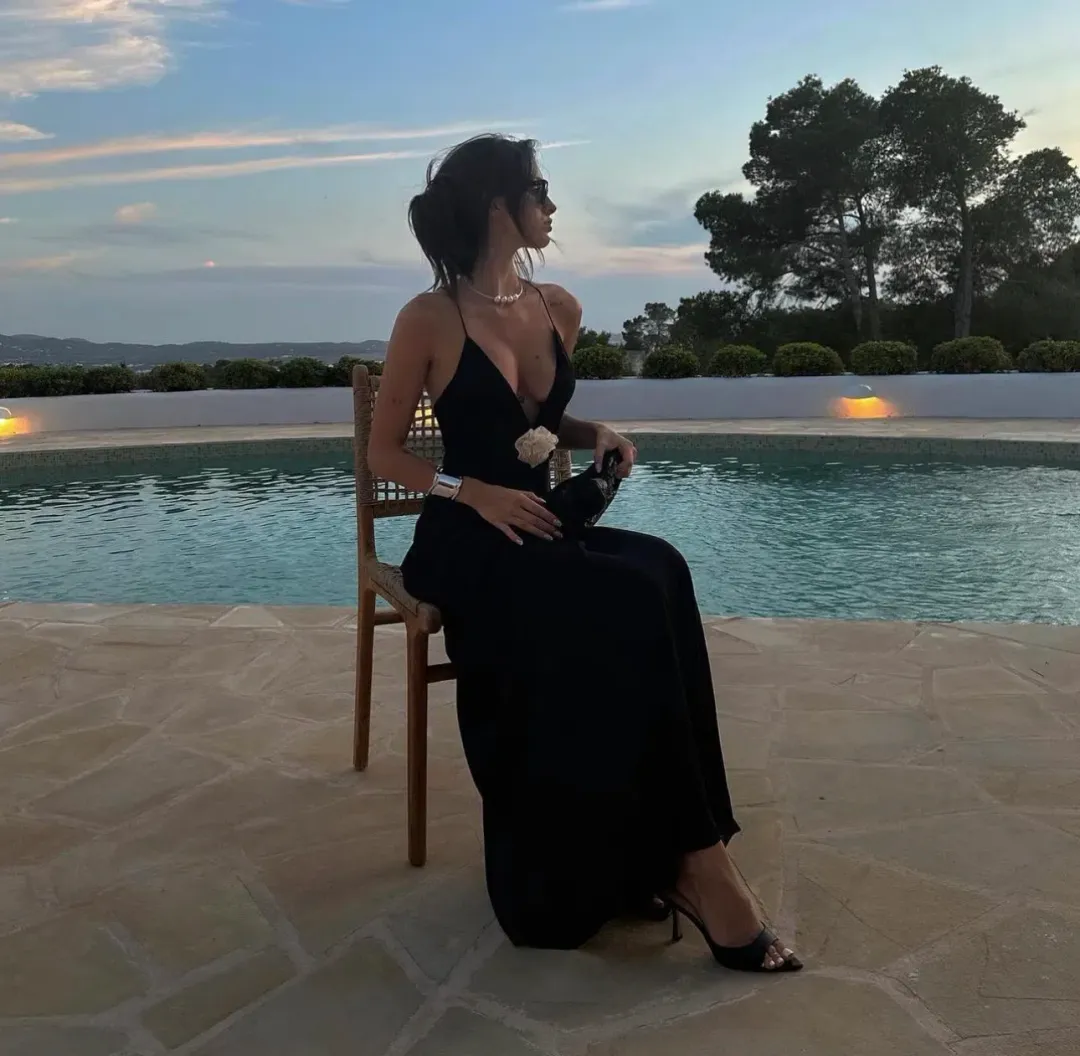 Helsa Sheer Deep V Long Slip Dress in Black Size 6  for rent on The Volte - main image