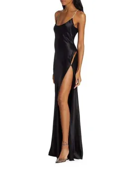 Michael Lo Sordo Cleo Scoop Neck Bias Crystalline Maxi Dress Black Size 8 for rent on The Volte - image 2