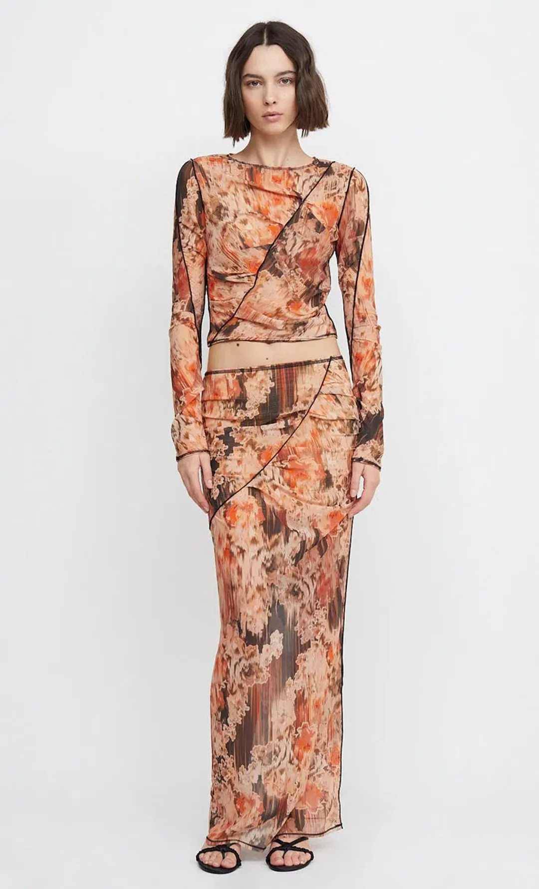 Bec & Bridge Averil Gathered Long Sleeve Top Glitch Floral Size 10 for rent on The Volte - main image