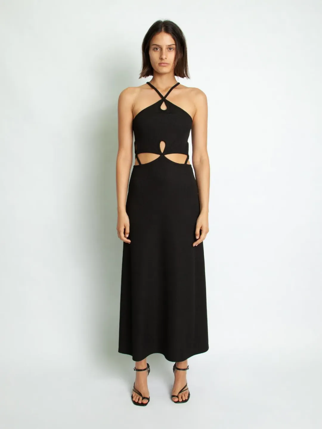 Christopher Esber Looped Cutaway Sleeveless Dress Black Size 8  for rent on The Volte - main image