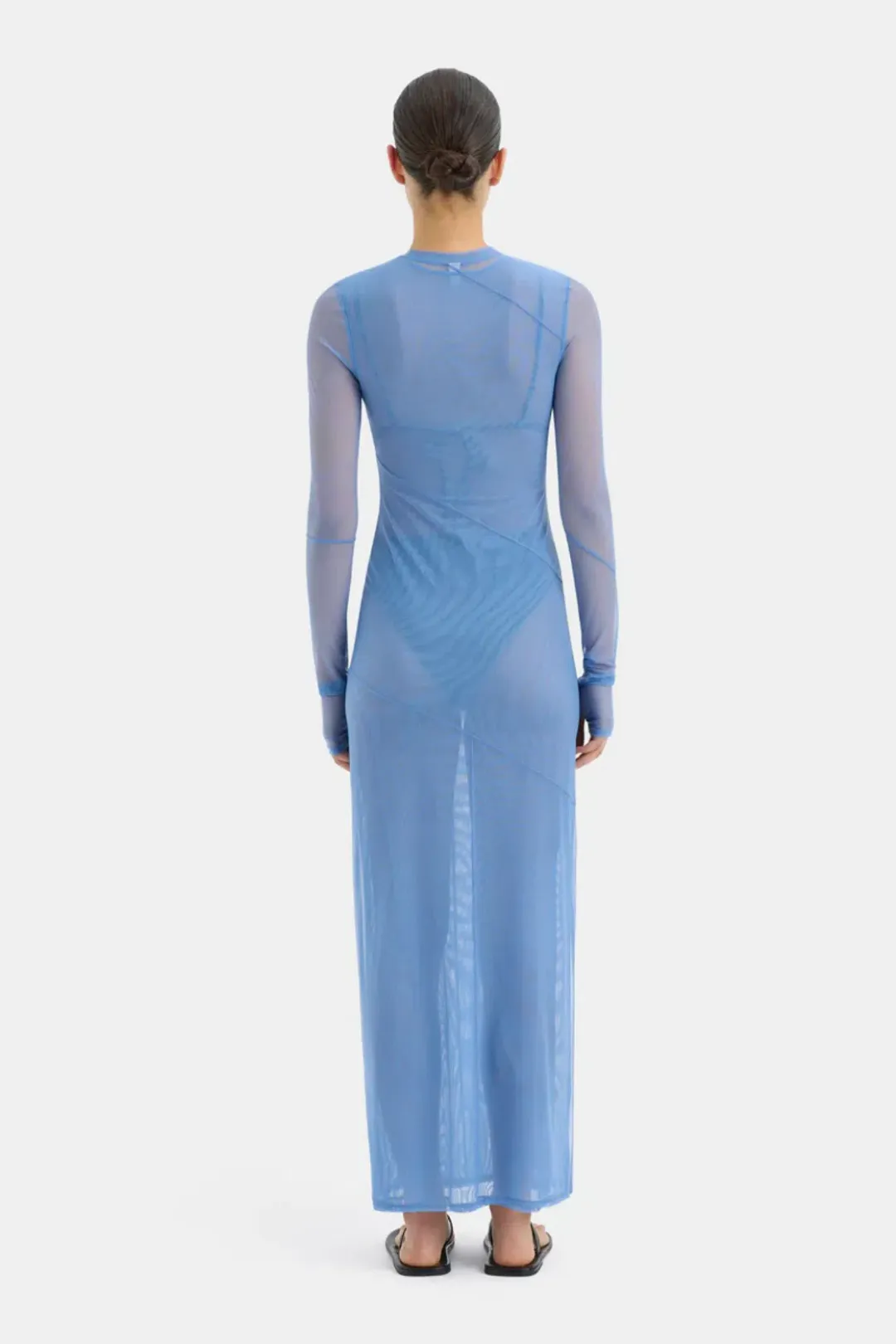 Sir the Label Jacques Mesh Panelled Midi Dress Blue Size 2 / AU 10 for rent on The Volte - main image