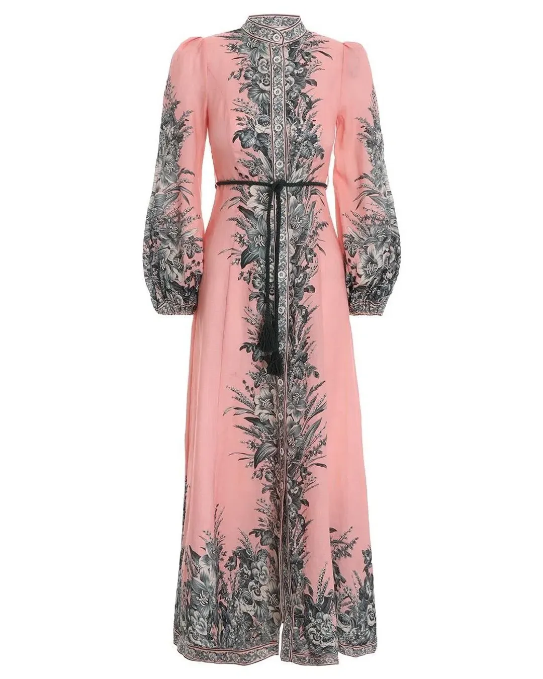 Zimmermann The Moonshine Billow Long Dress in Pink Lily Size 2 / AU 12 for rent on The Volte - main image