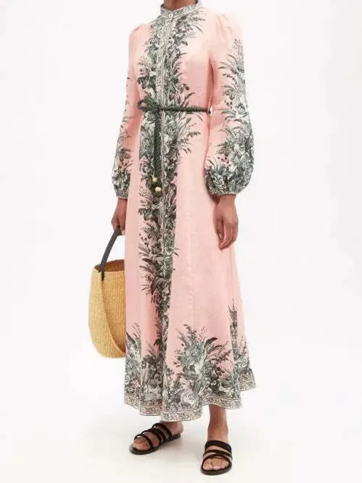 Zimmermann The Moonshine Billow Long Dress in Pink Lily Size 2 / AU 12 for rent on The Volte - main image