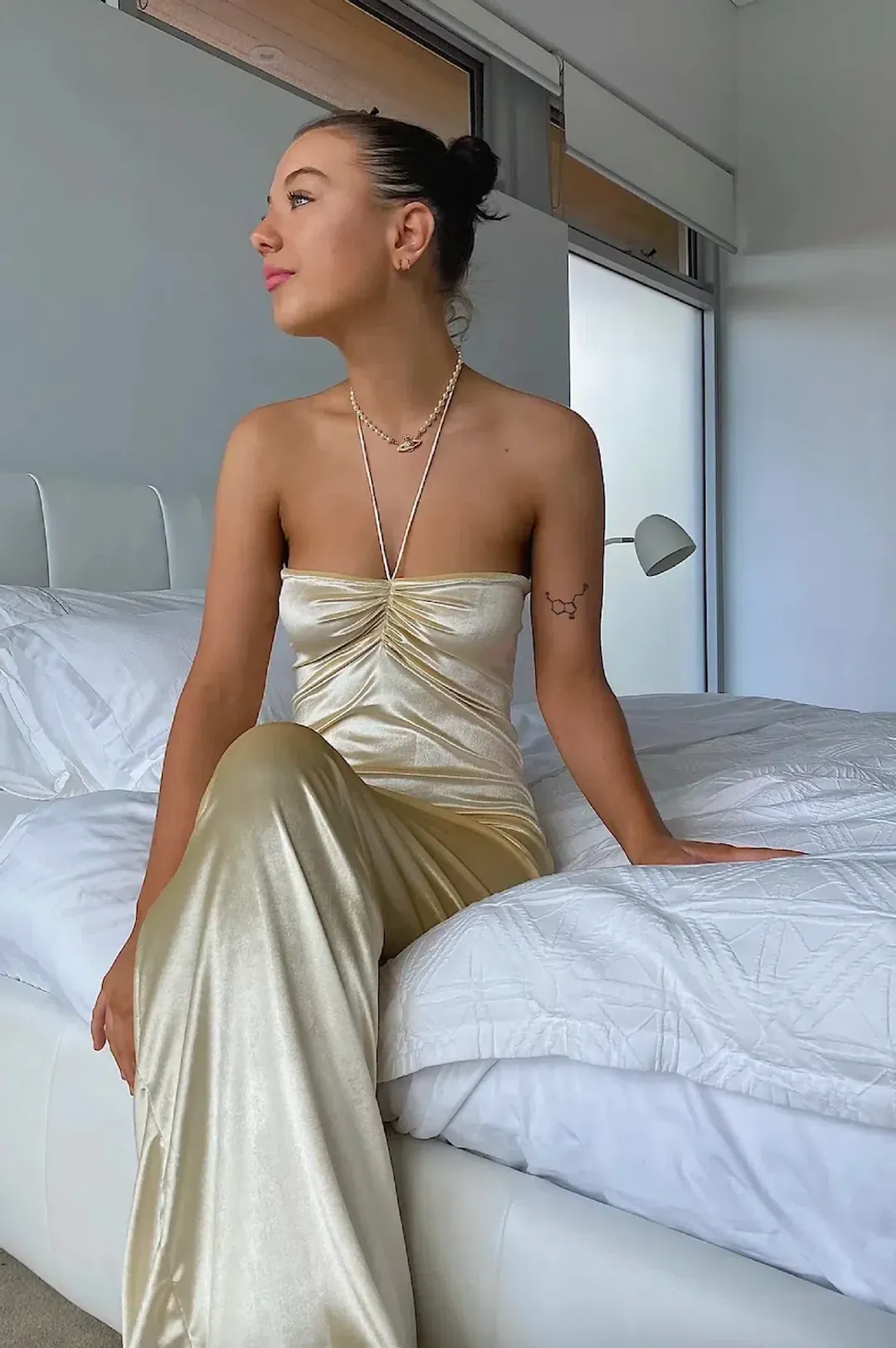 Hntr the Label Lulu Gown in Champagne Size XS/S for rent on The Volte - main image