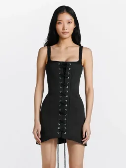 Dion Lee Laced Utility Corset Mini Dress Black Size 6 for rent on The Volte - image 2