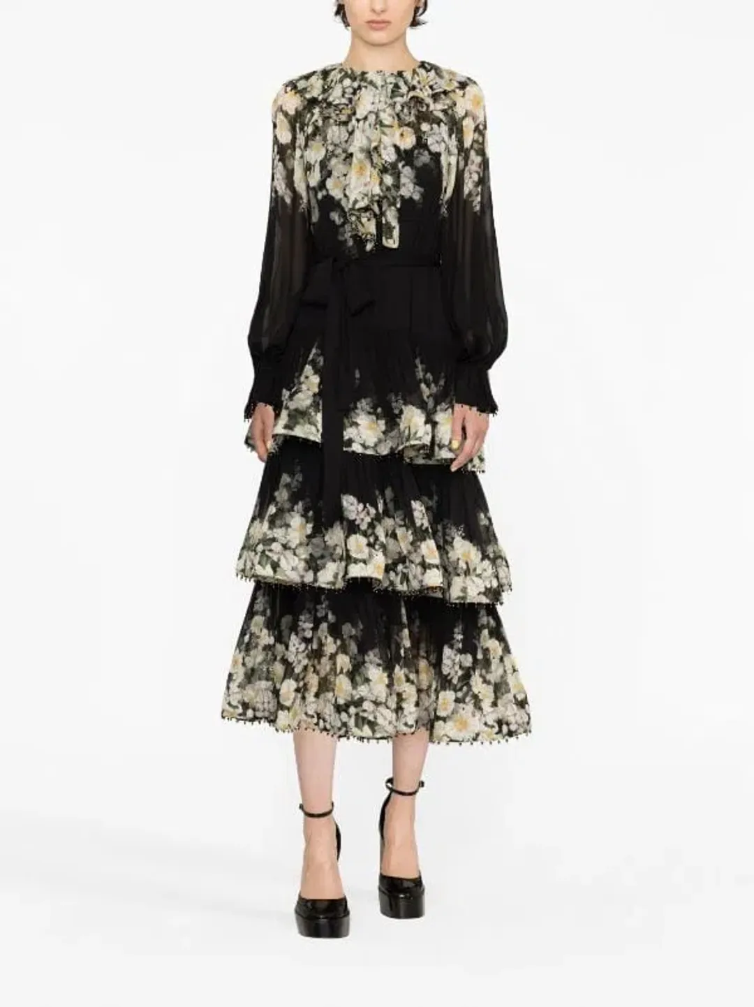 Zimmermann Coaster Tiered Midi Dress in Georgette Size 2 / AU 12 for rent on The Volte - main image